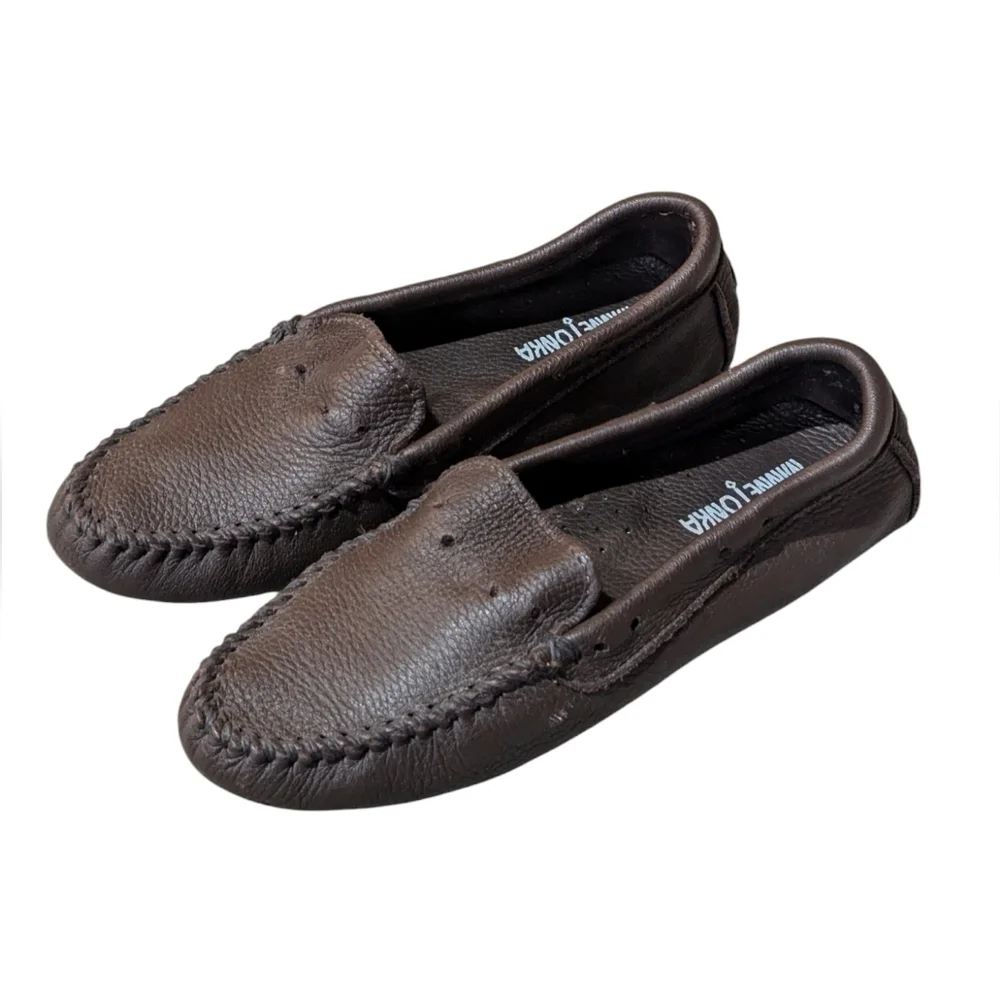 Minnetonka Brown Leather Driving Moccasin Shoes Mens Size 9 Buttery Soft